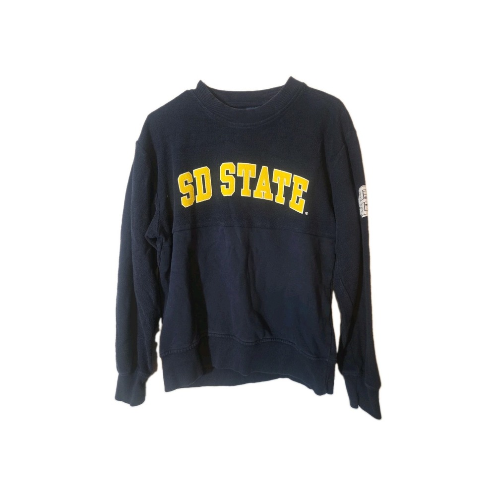 SD State Crew Neck Sweater Sweatshirt Navy Blue Vintage Size Medium Collage